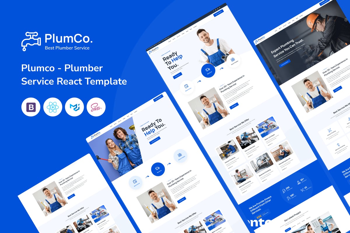 Plumco – 水管工服务 React 模板