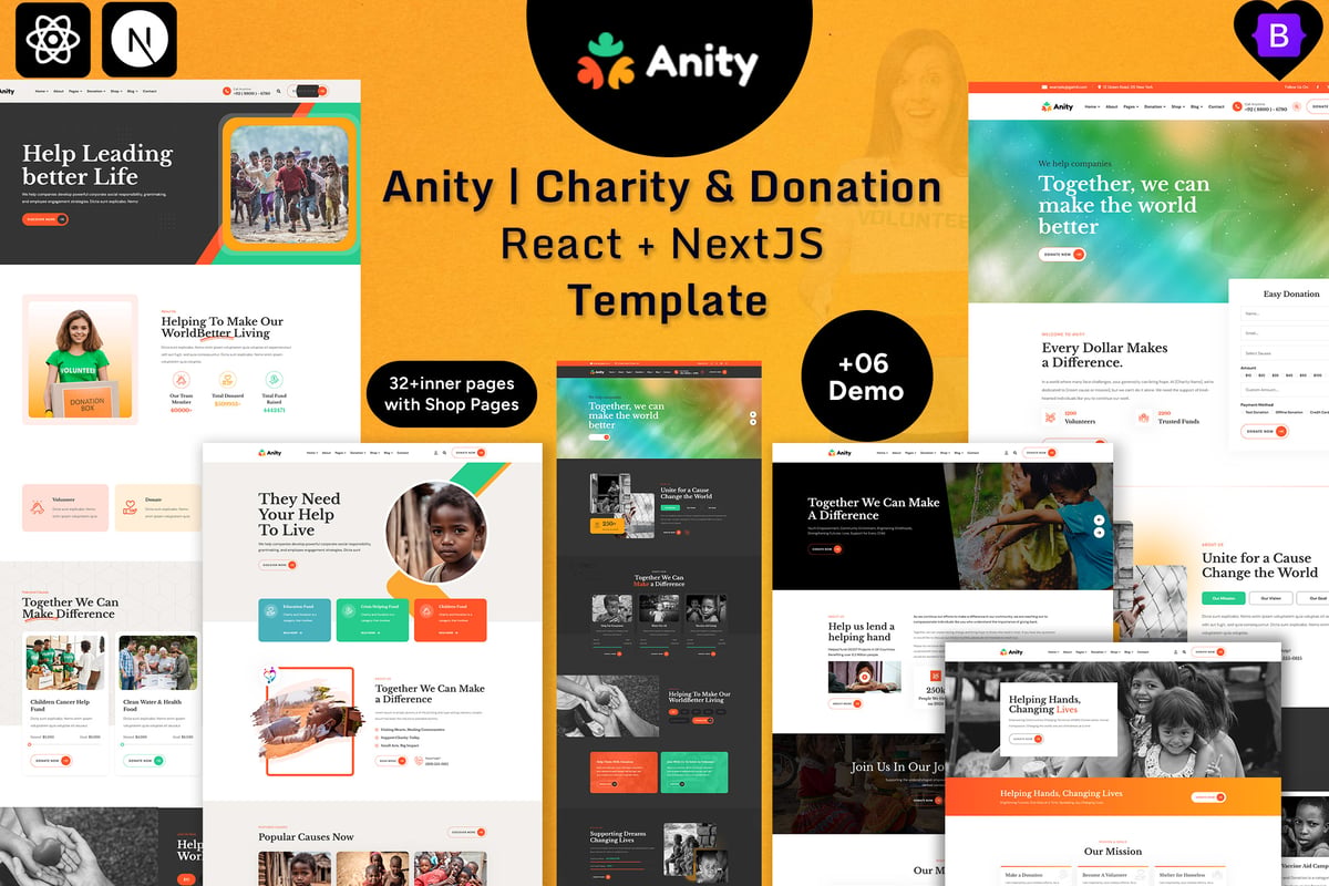 Anity | 慈善和捐赠 React + NextJS 模板