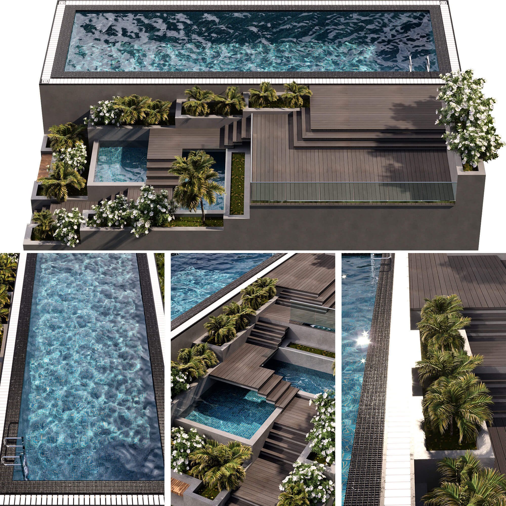 带绿植的室外游泳池3D模型(FBX,MAX)