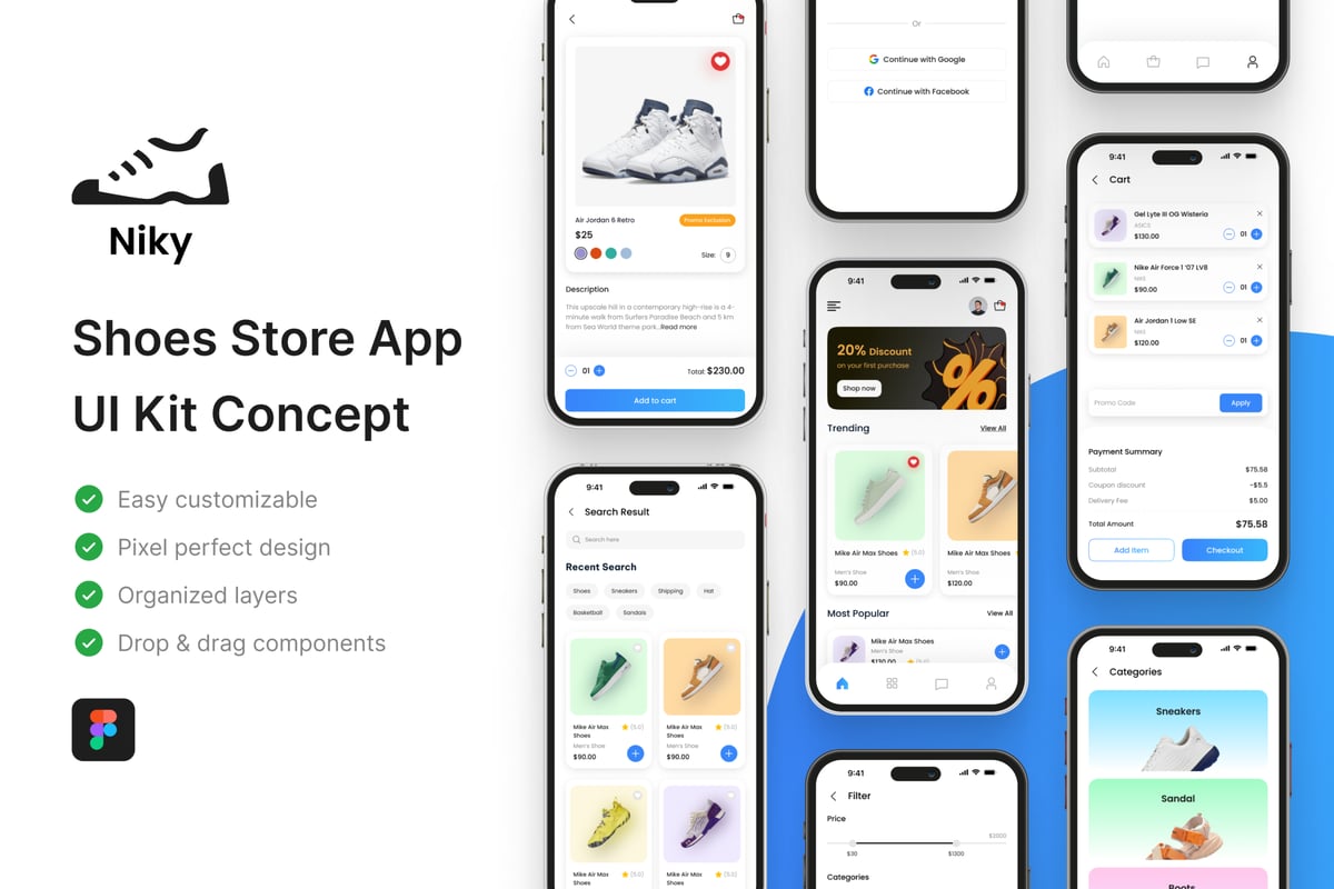 鞋店应用 App UI Kit (FIG)