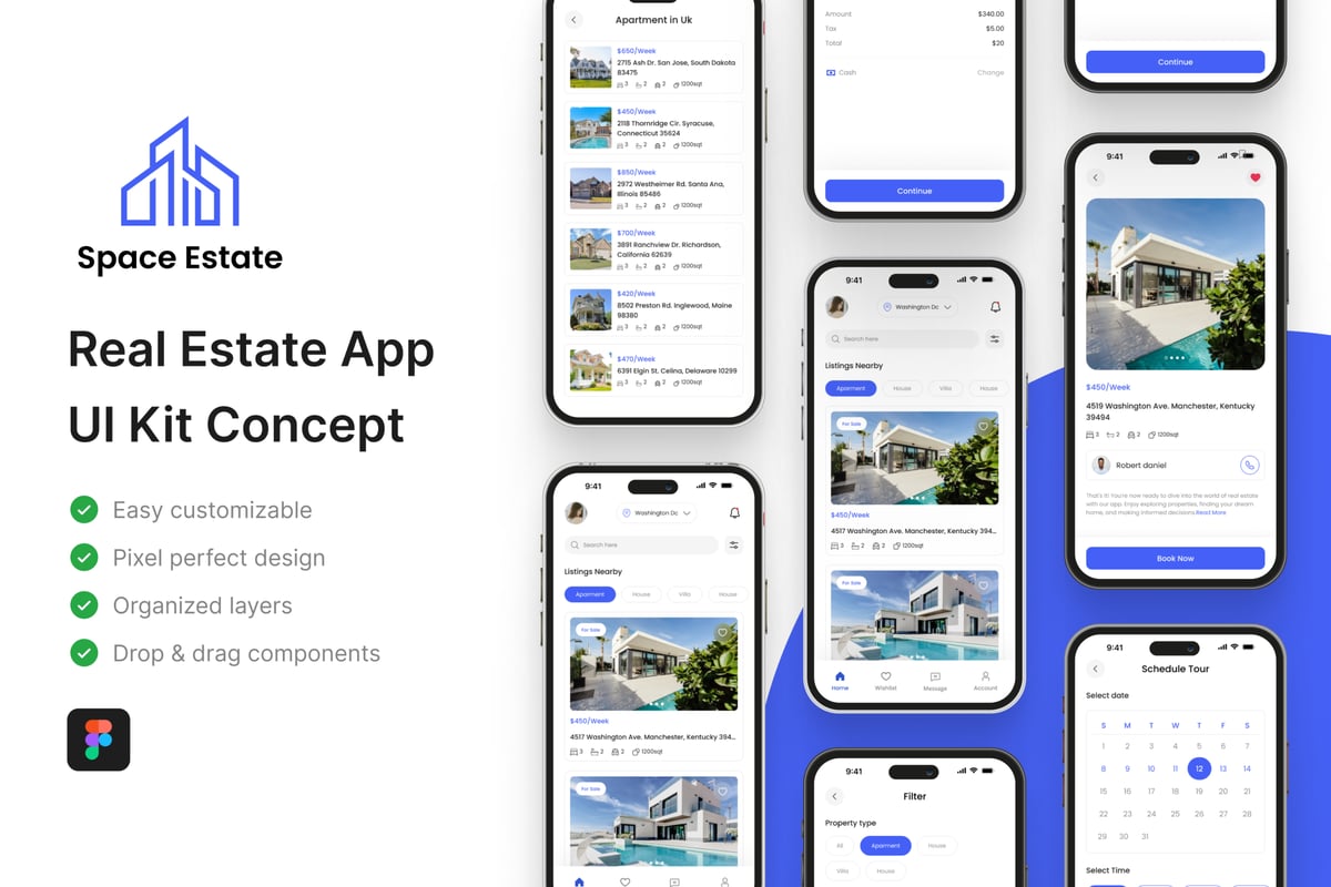Space Estate – 房地产应用程序 UI 套件