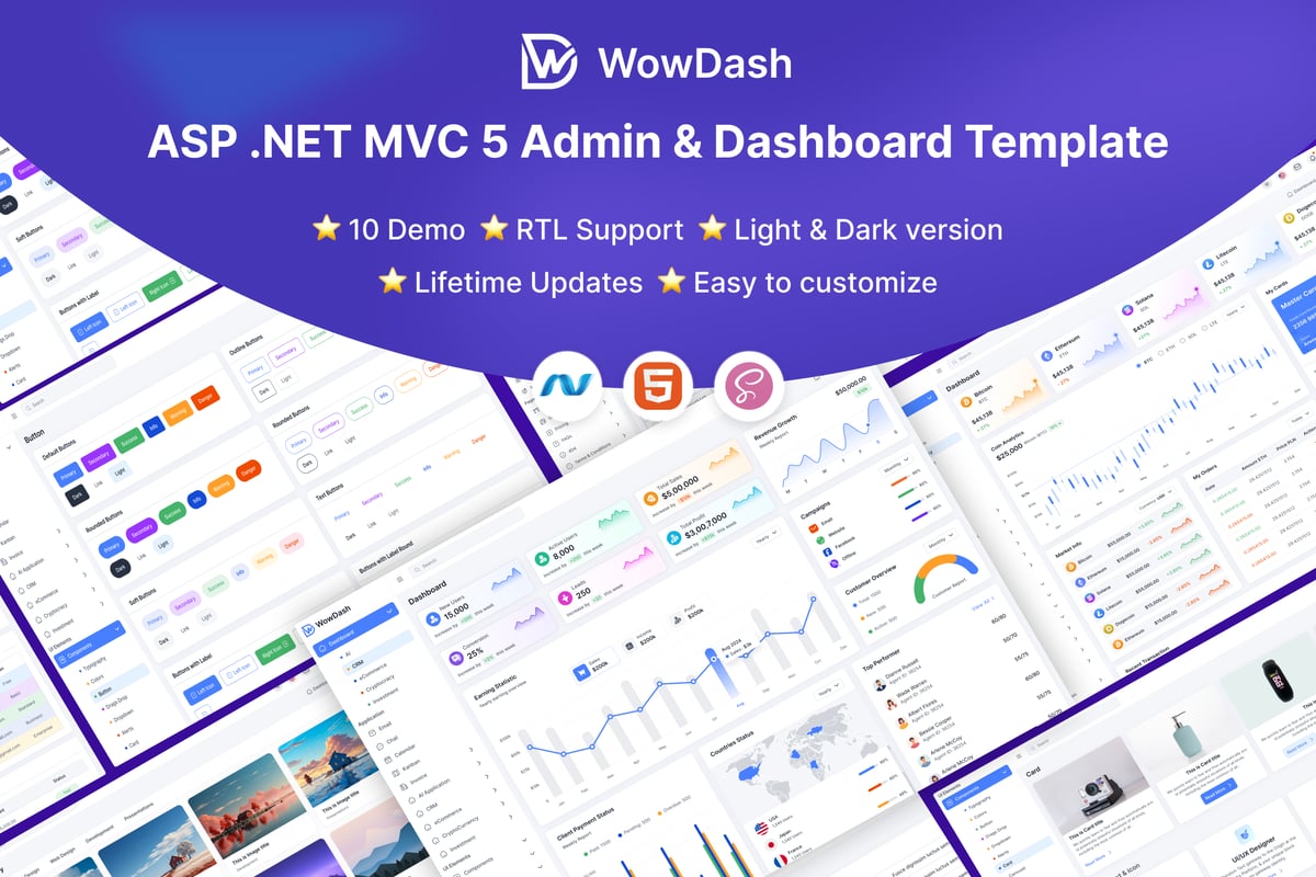 WowDash – ASP .NET MVC 5 - 管理仪表板模板