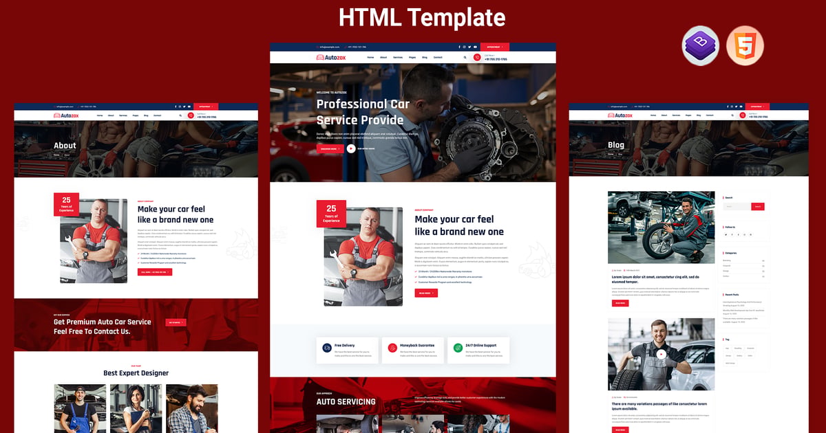 Autozox – 汽车维修服务 HTML 模板