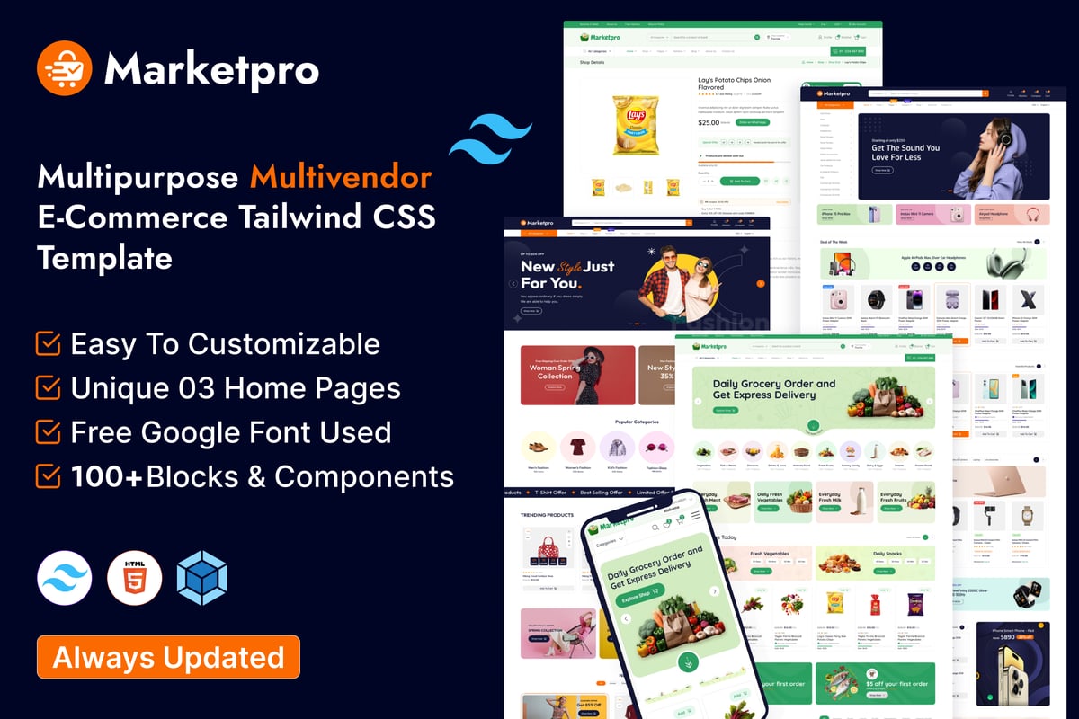 MarketPro – 电子商务多供应商 Tailwind CSS