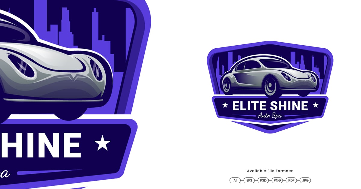 Elite Shine Auto Spa 标志设计模板
