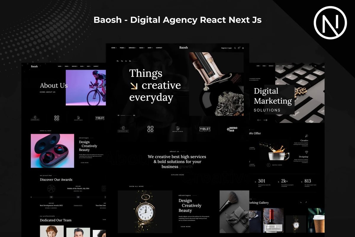 Baosh – 数字代理 React Next Js 模板