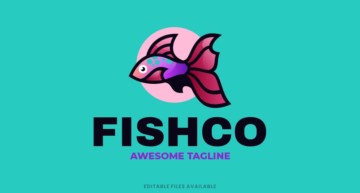 Fishco 吉祥物渐变徽标