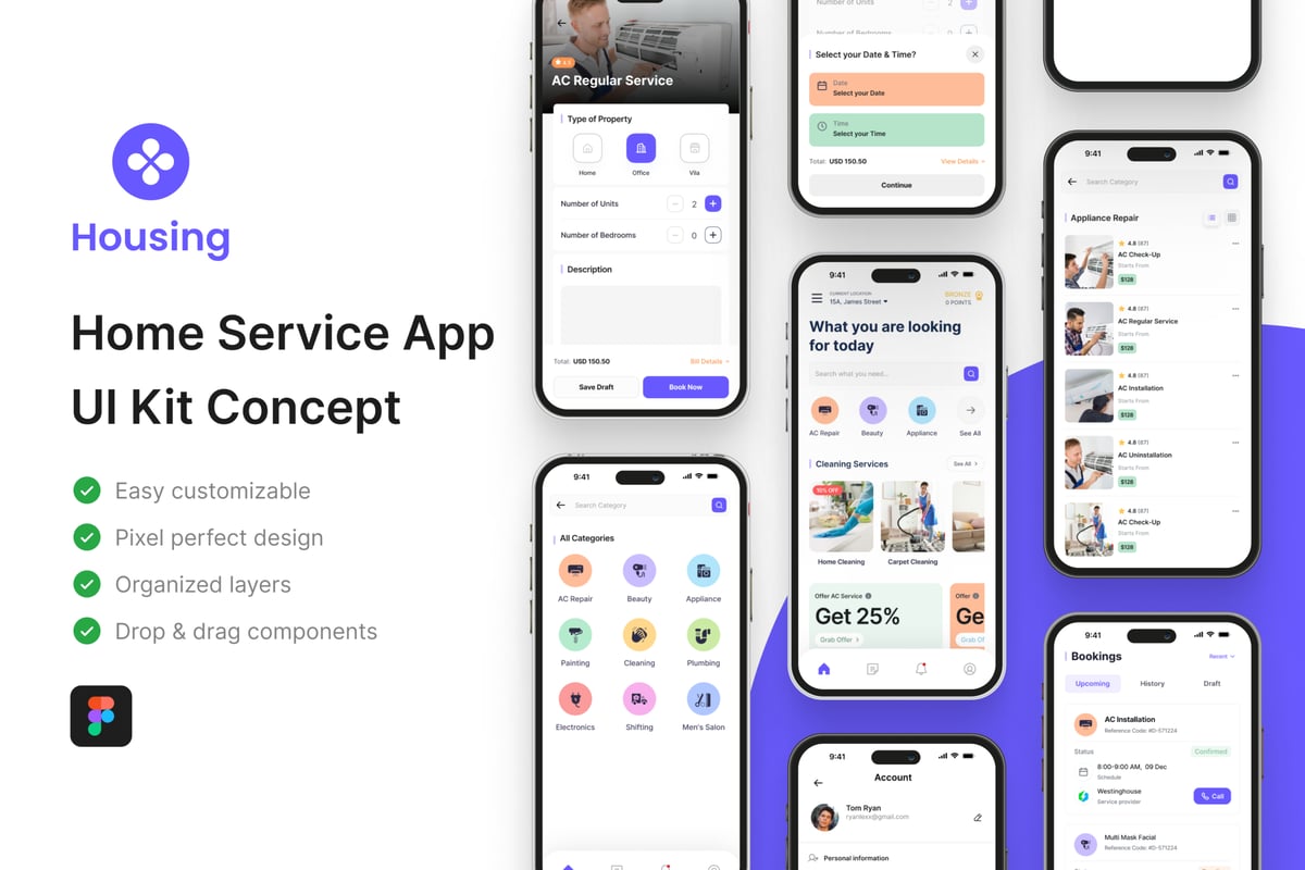 家庭服务应用App UI Kit (FIG)
