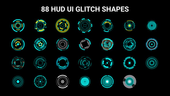 HUD UI 故障形状AE动画模板 (AEP)