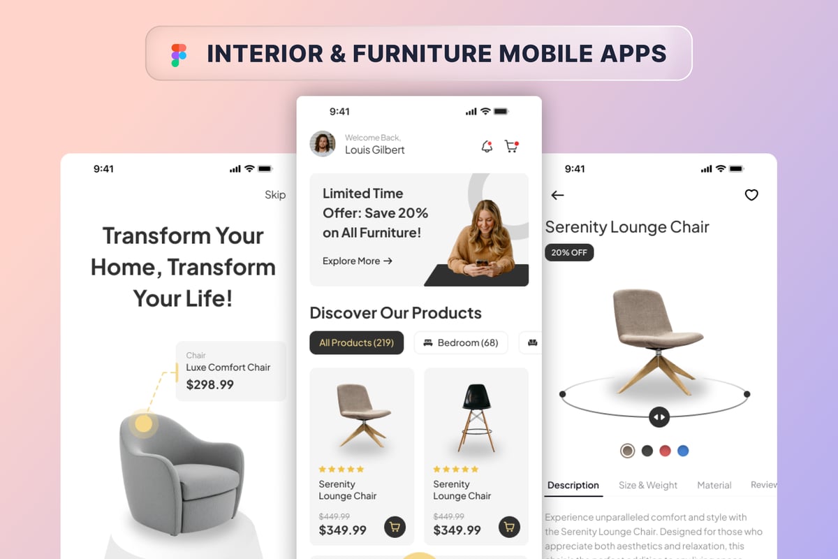 室内和家具移动应用APP UI KIT (FIG)