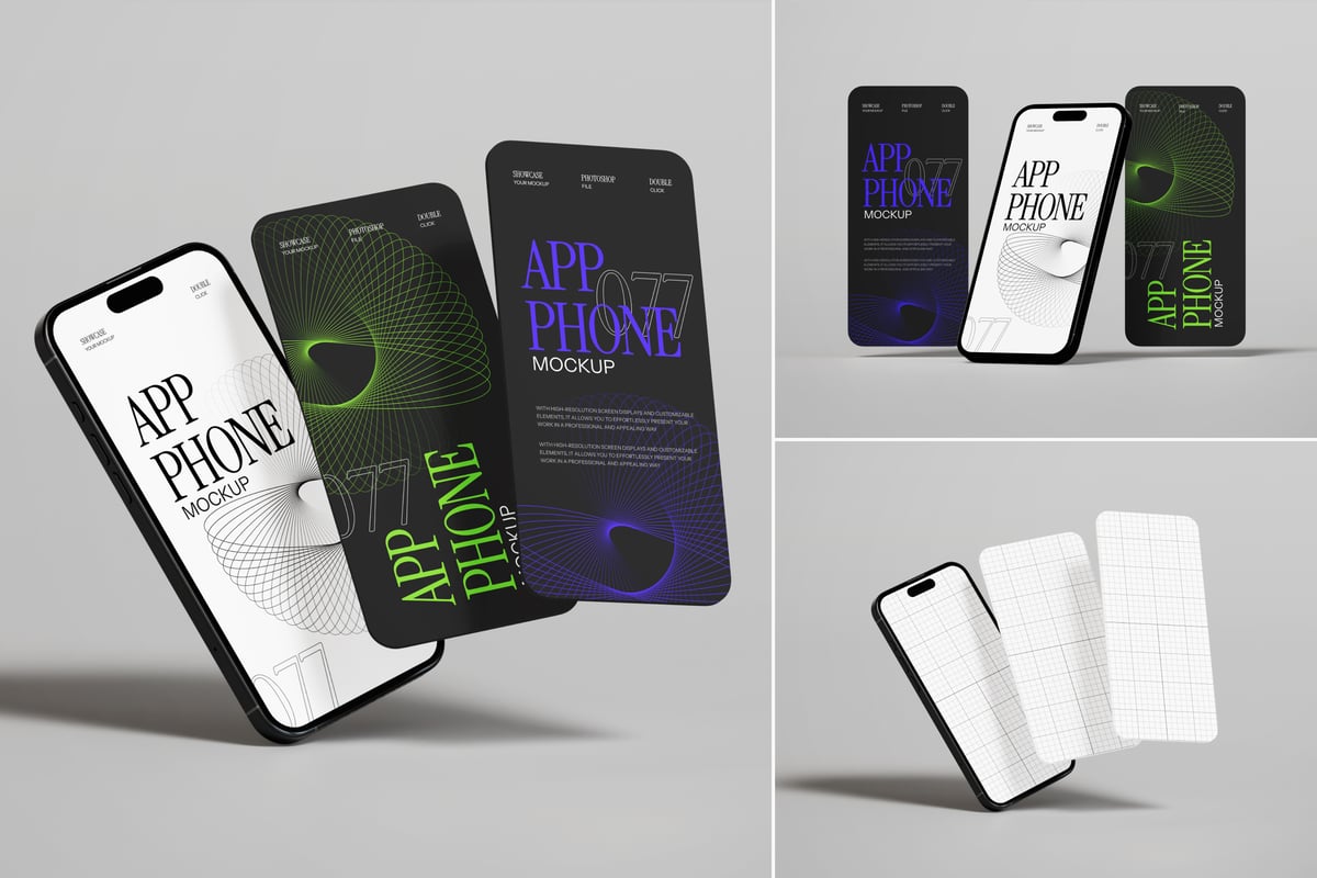iPhone 16 移动APP页面展示样机 (PSD)