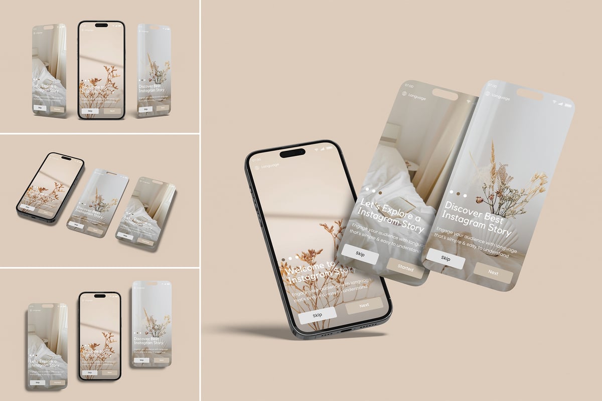 Instagram 故事样机 (PSD,PDF)