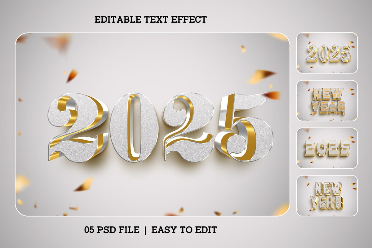 2025年新年编辑文本效果集 (PSD)