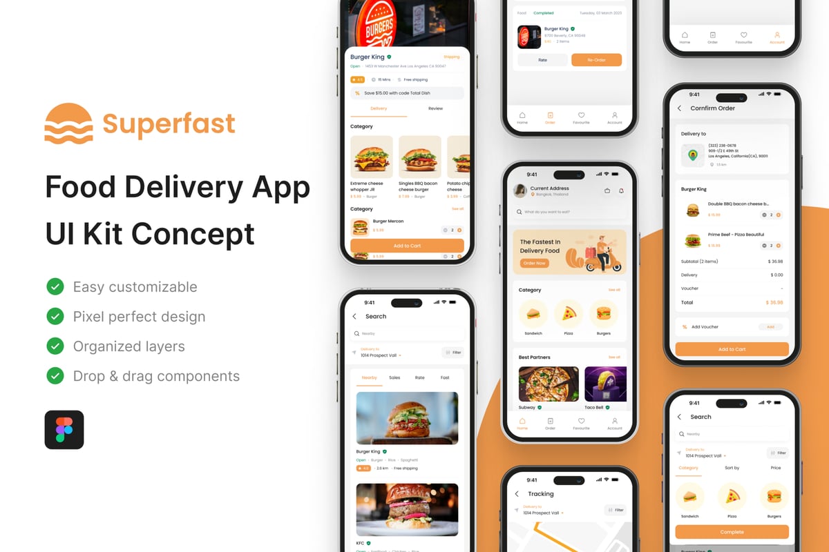食品配送应用APP UI KIT (FIG)