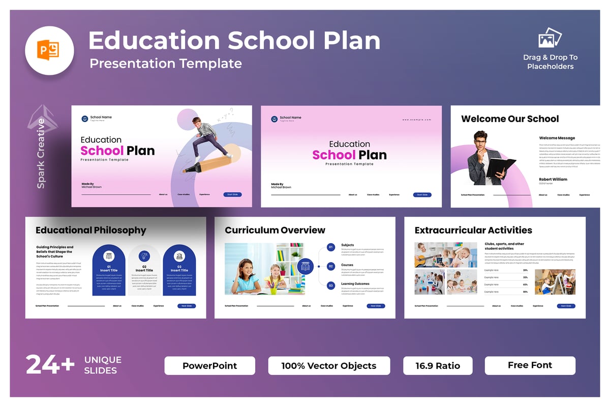 教育 学校计划PPT模板 (PPTX)