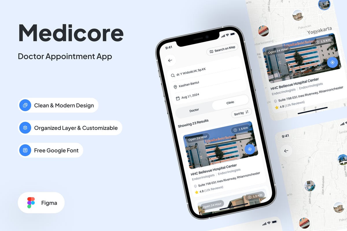 搜索医院页面APP UI KIT (FIG)