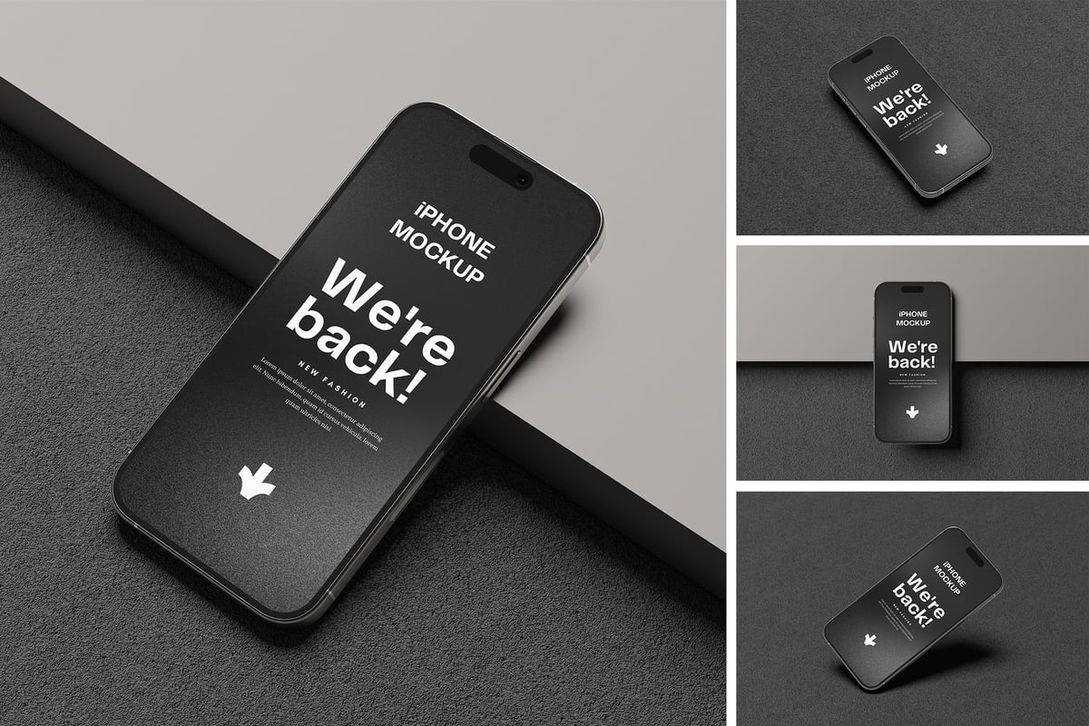 iPhone 16 手机样机 (PSD,PDF)