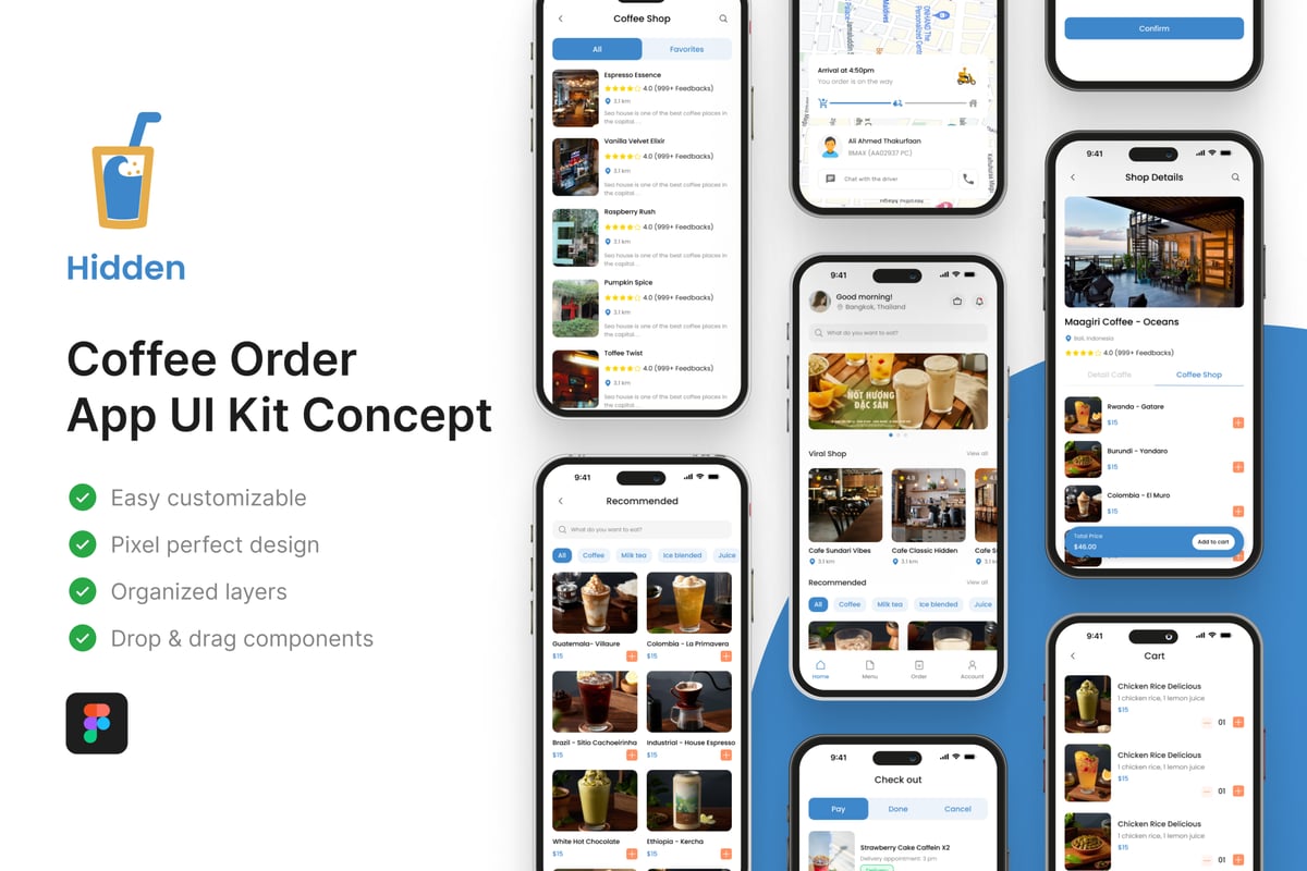 咖啡订购应用APP UI KIT (FIG)