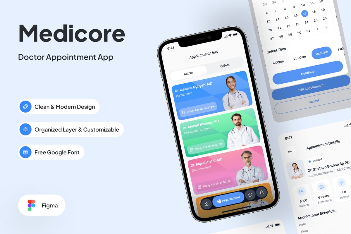医疗预约页面APP UI KIT (FIG)