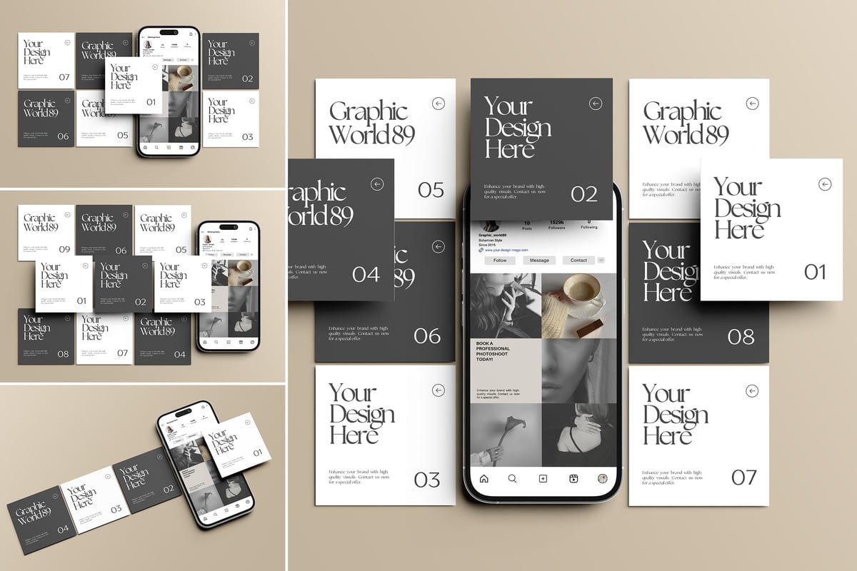 Instagram帖子 /故事样机 (PSD,PDF)