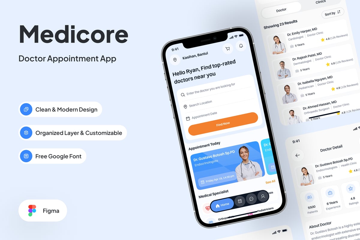 搜索医生页面APP UI KIT (FIG)