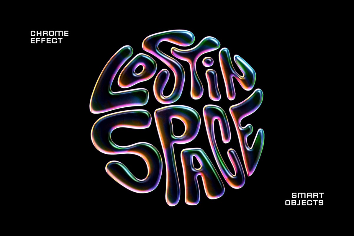 文本和徽标logo的外星铬效应字体样式 (PSD)