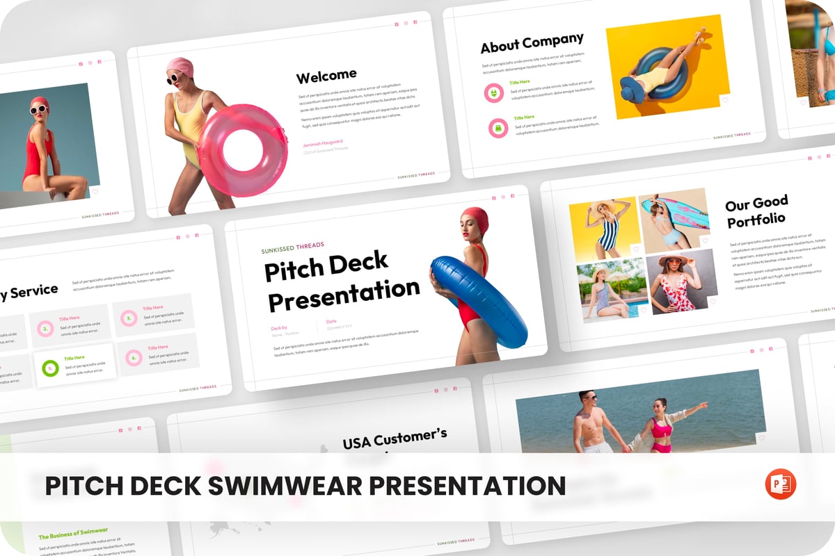 Pitch Deck 泳装 PPT模板 (PPTX)