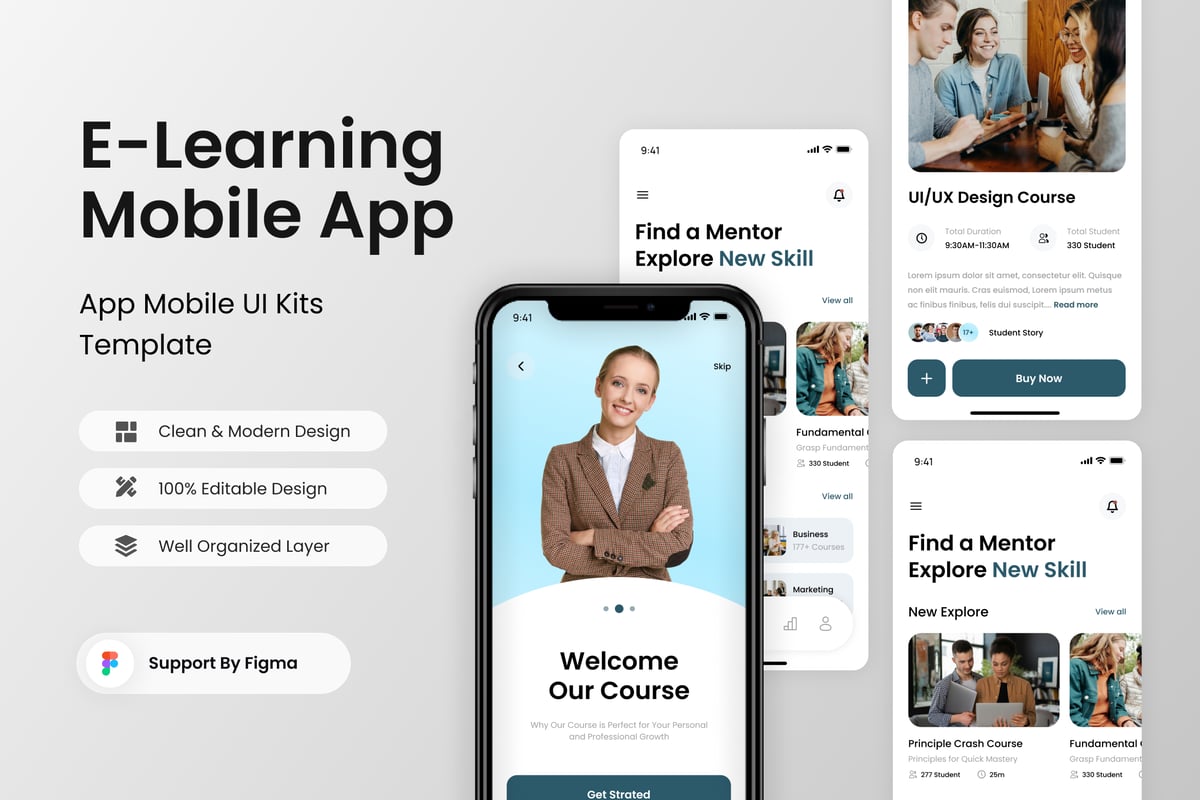 在线学习移动应用APP UI KIT (FIG)