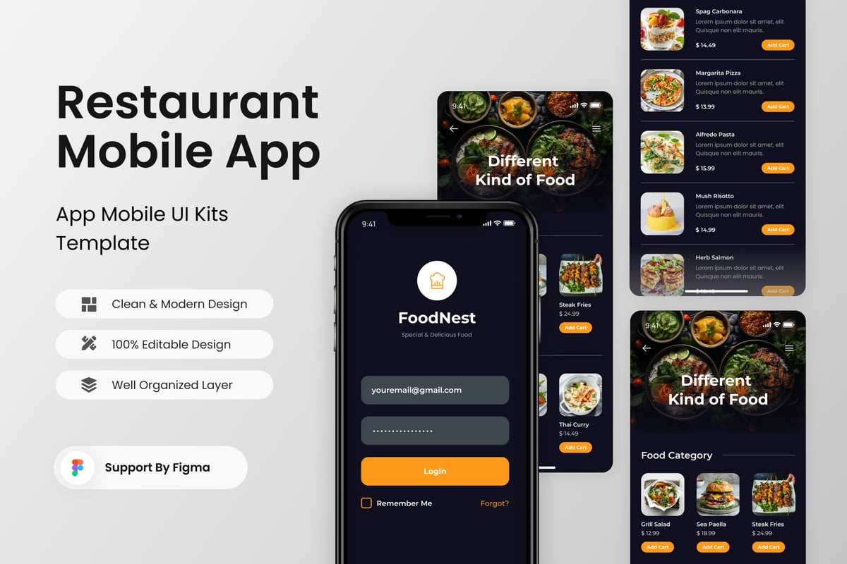 餐厅移动应用APP UI KIT (FIG)
