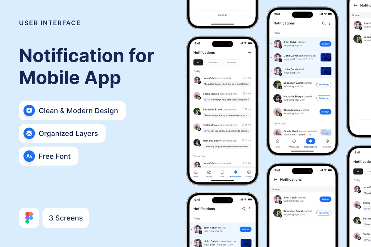 资讯移动应用程序v2通知 APP UI KIT (FIG)