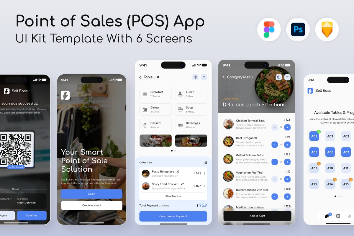 销售点POS移动应用APP UI KIT (FIG,PSD,SKETCH)