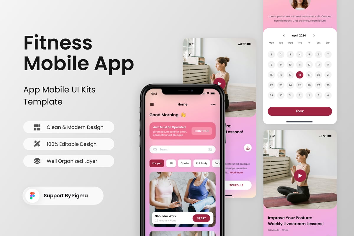 健身移动应用APP UI KIT (FIG)