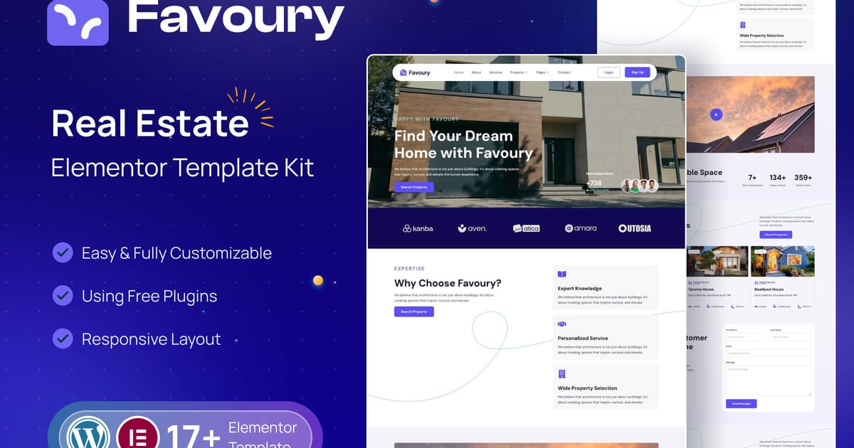 Favoury – 房地产代理 Elementor 模板套件