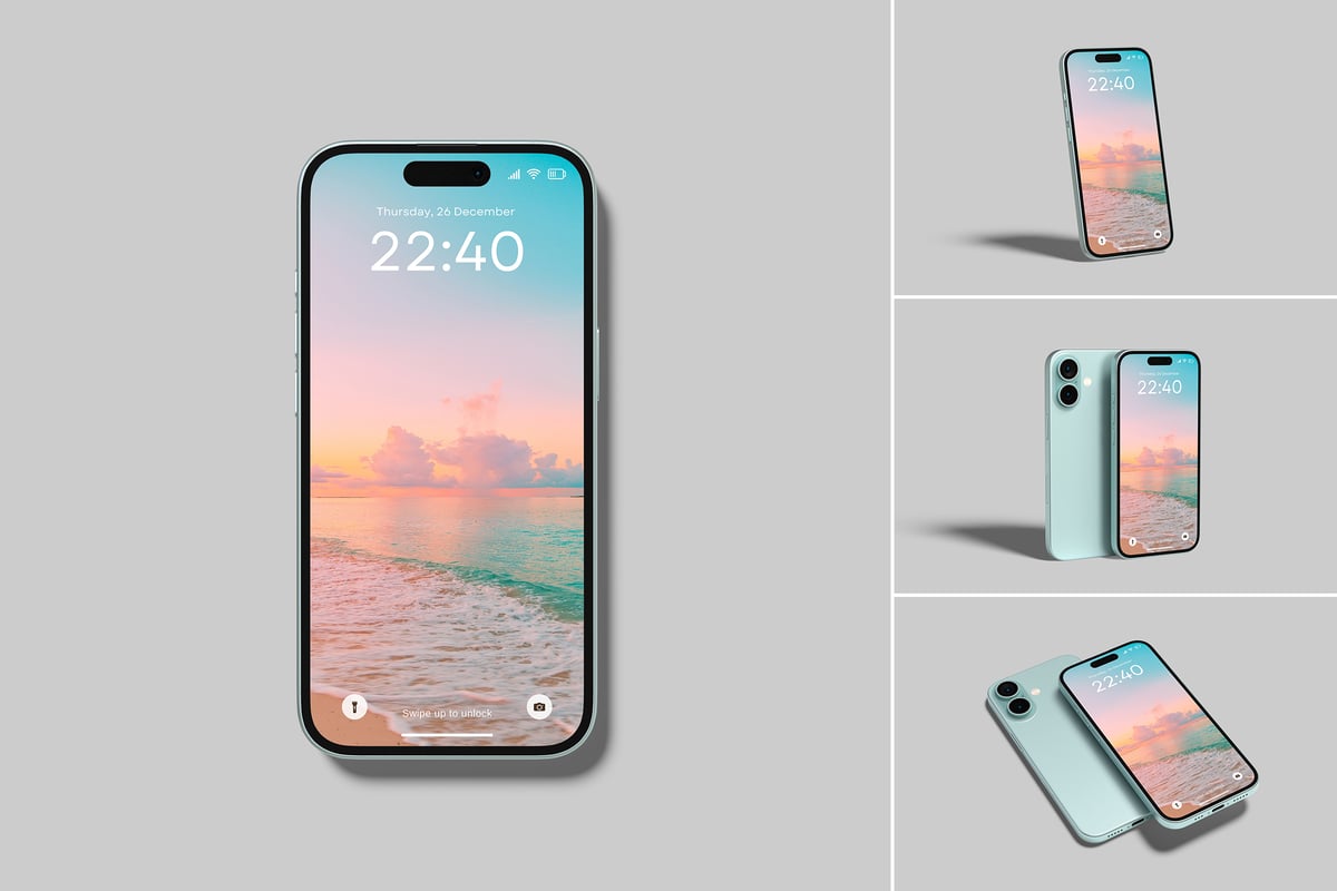 iPhone 16 手机样机 (PSD,PDF)