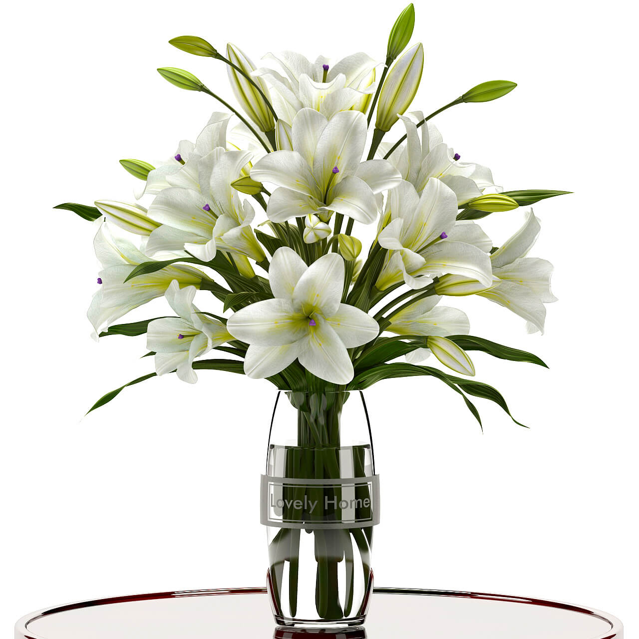 玻璃瓶中的百合花花束3D模型（FBX,MAX）