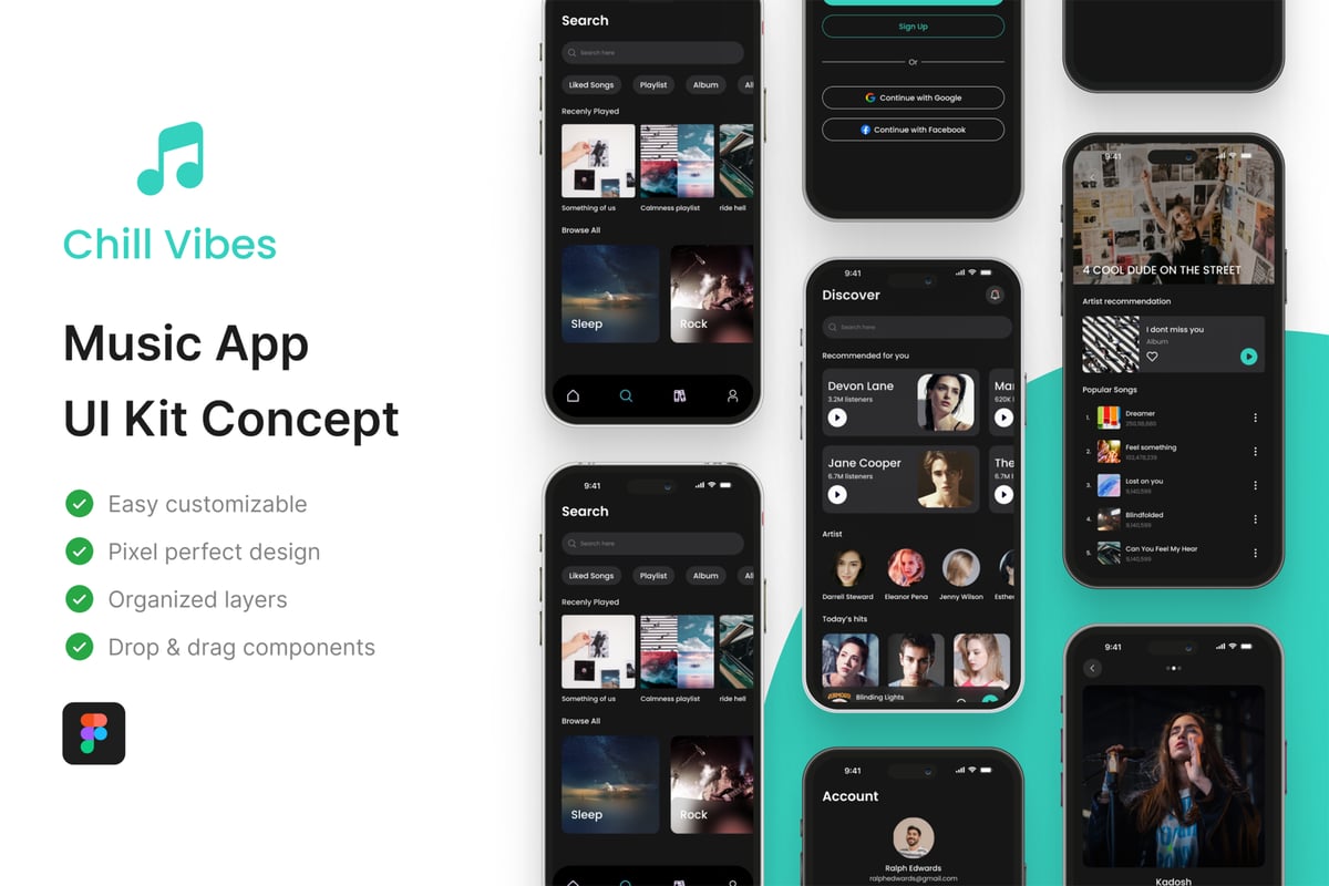 音乐应用APP UI KIT (FIG)