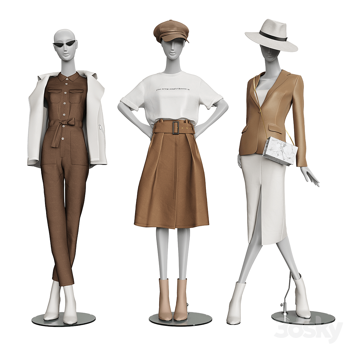 人体模特上的女装衣服3D模型（OBJ,MAX）