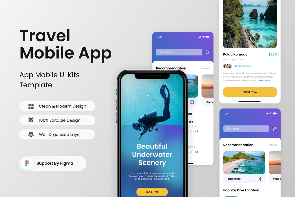 旅行移动应用APP UI KIT (FIG)