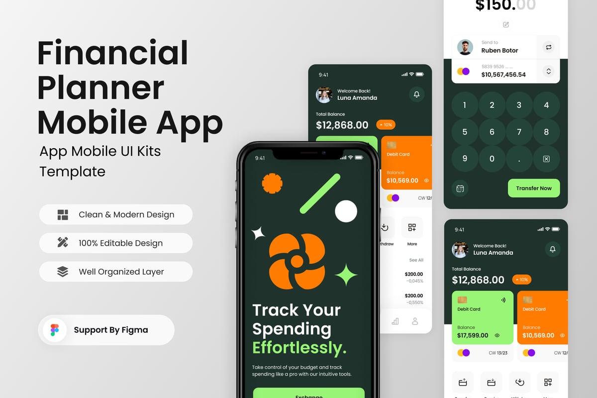 财务规划师移动应用APP UI KIT (FIG)