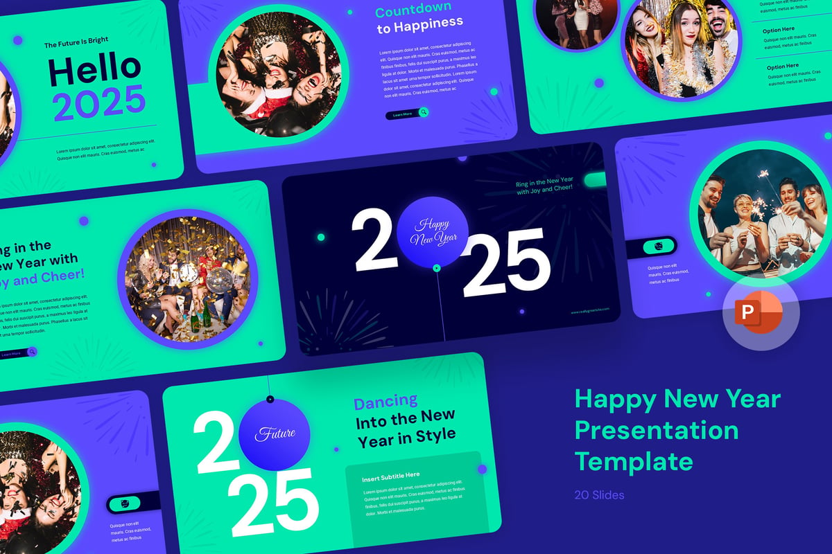 新年快乐年会总结 PPT模板 (PPT,PPTX)