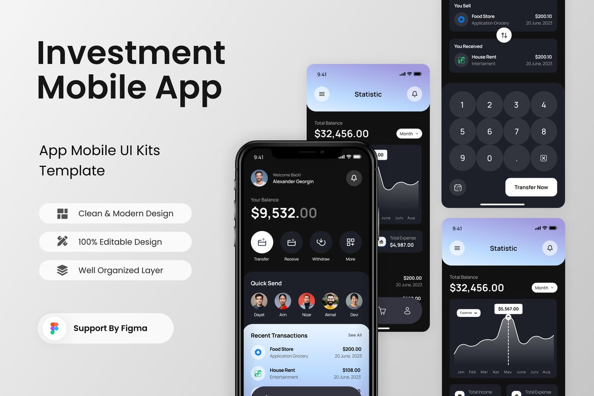 InvestEase - 投资移动应用APP UI KIT (FIG)