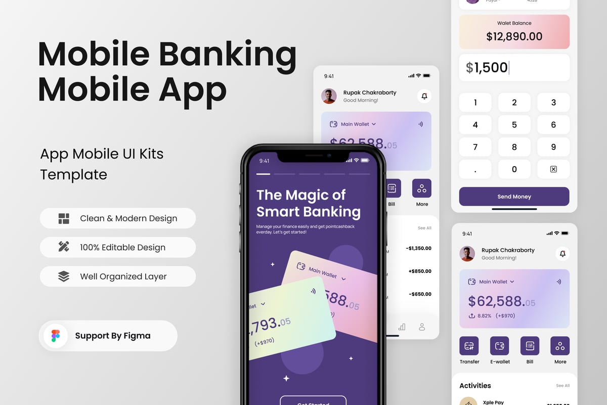移动银行移动应用APP UI KIT (FIG)