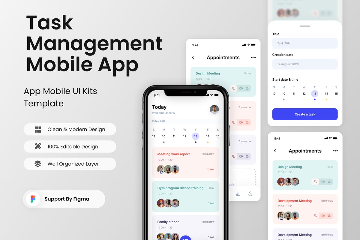 任务管理移动应用APP UI KIT (FIG)