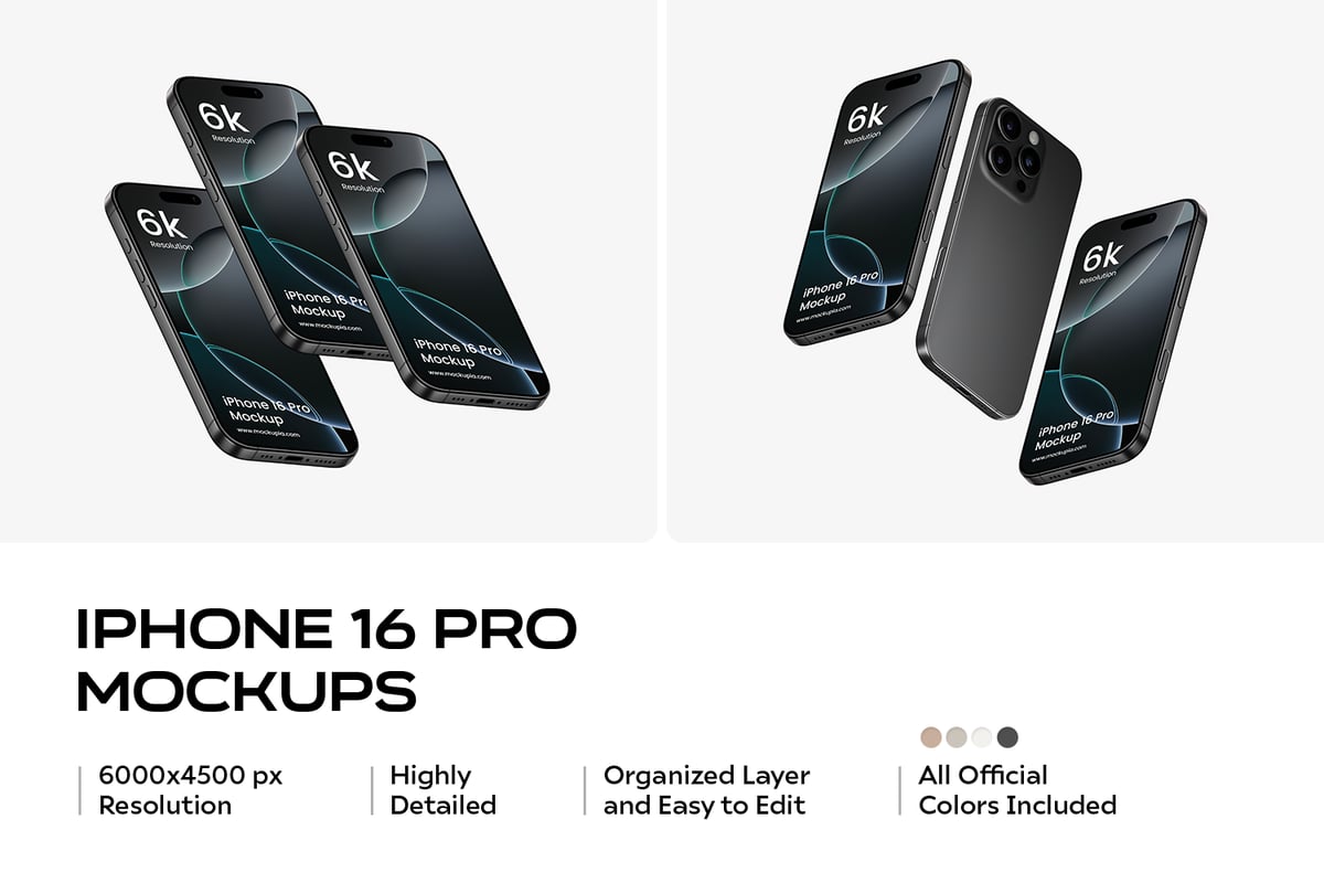iPhone 16 Pro 手机样机 (PSD)