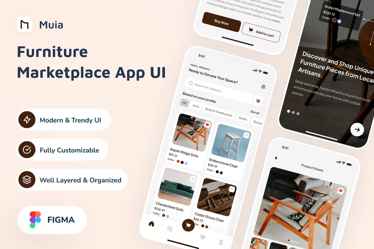 家具市场应用APP UI KIT (FIG)