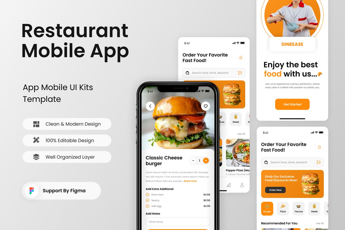 餐厅移动应用APP UI KIT (FIG)