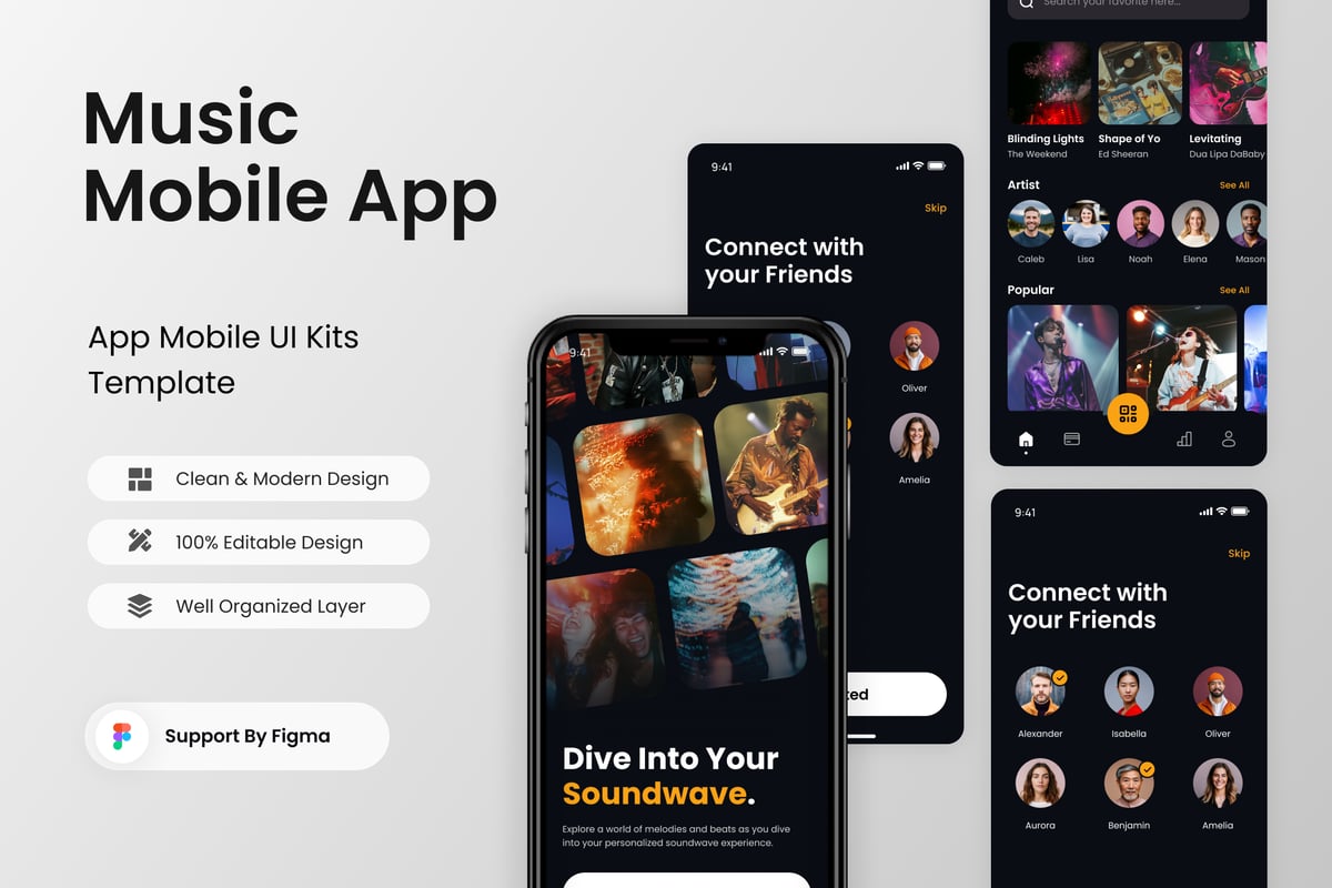 音乐移动应用APP UI KIT (FIG)