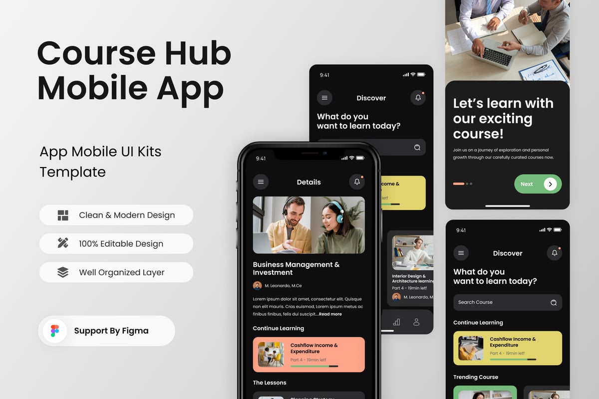 在线课堂课程中心移动应用APP UI KIT (FIG)