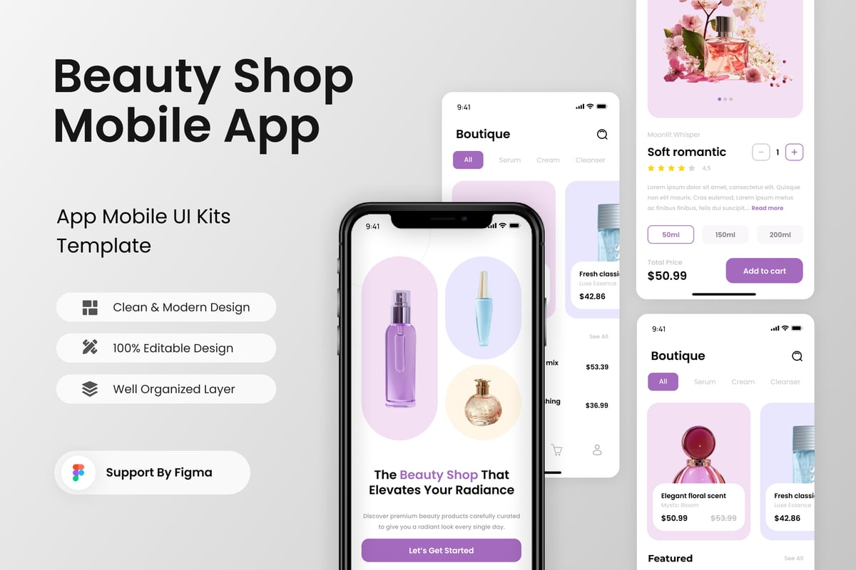 美容店移动应用APP UI KIT (FIG)