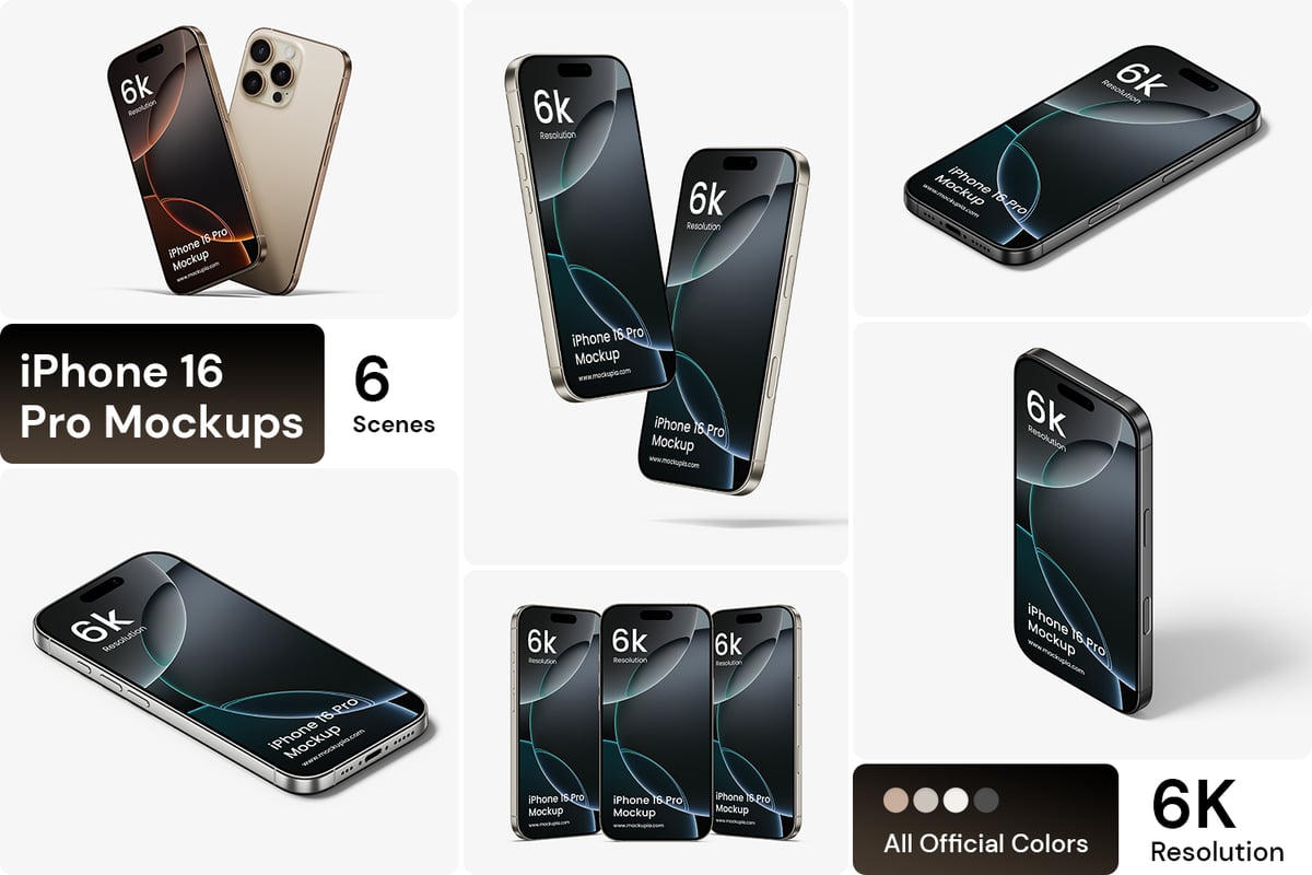 iPhone 16 Pro 手机样机 (PSD)